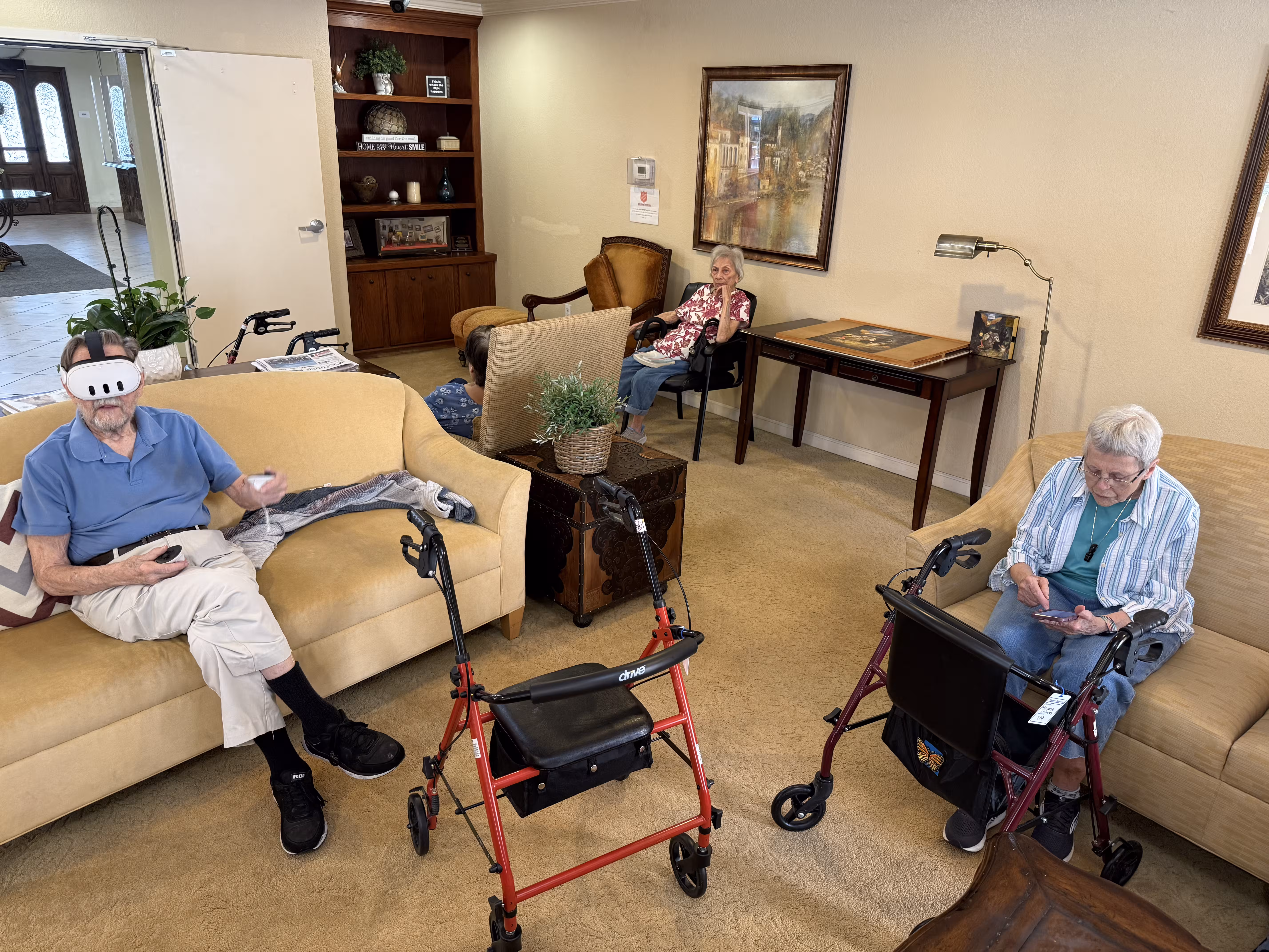 A resident using ImmersifyVR at Chateau Cupertino